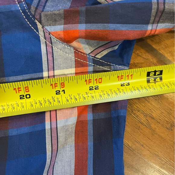 Double Pump western shirt men’s Large blue red plaid button pearl snap Cowboy - Picture 3 of 12